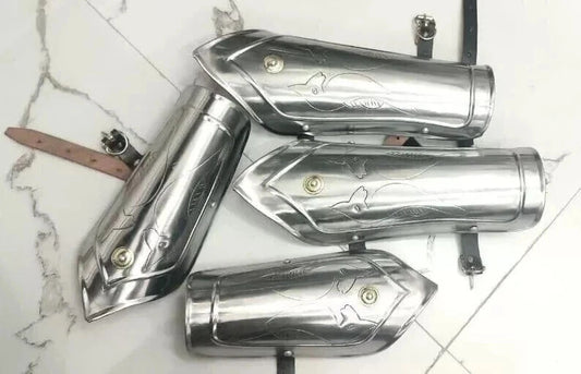 Full set of medieval knight Gothic leg guards and arm bracers made of steel