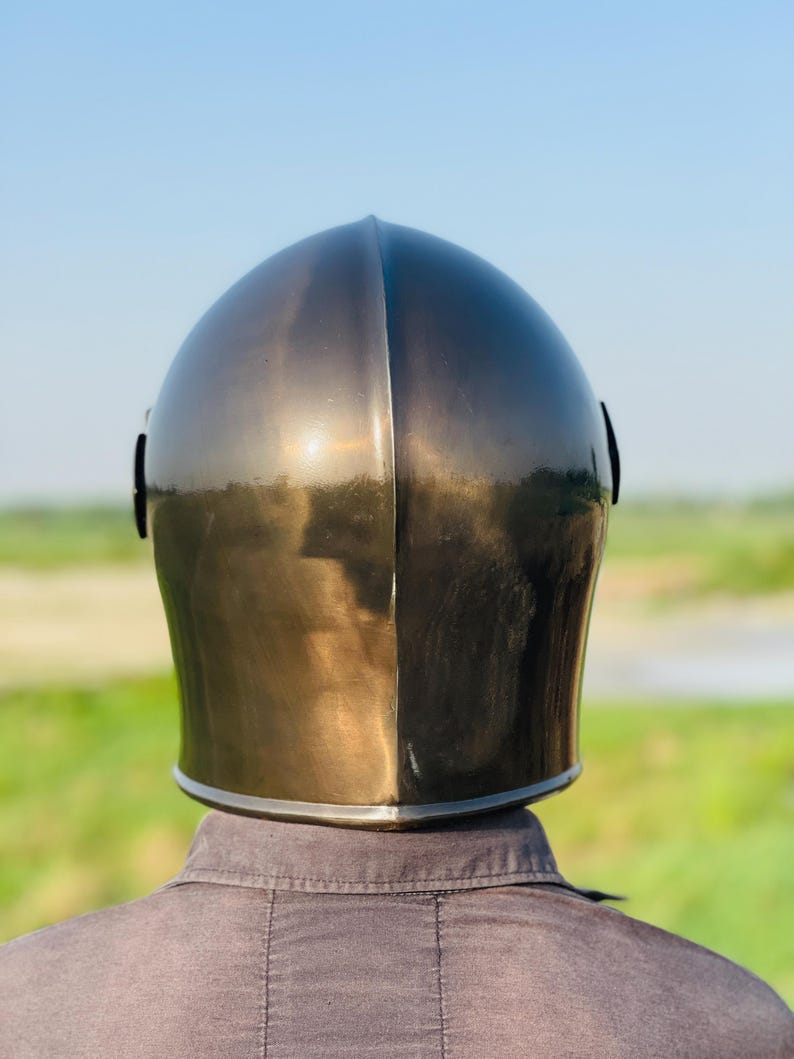 Interior view of the Medieval Knight Helmet featuring a comfortable leather liner.