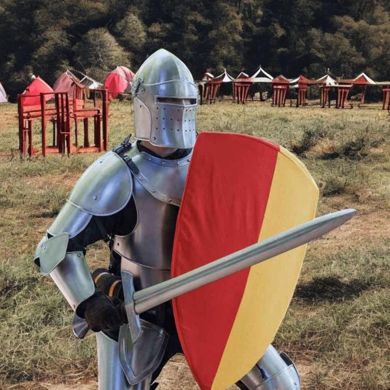Medieval knight pauldrons with gorget, part of the full steel body armor for LARP events
