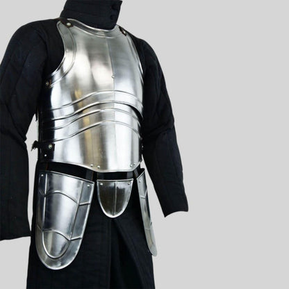 Medieval Knight Steel Cuirass with Tassets Armor front view – LARP and cosplay-ready breastplate