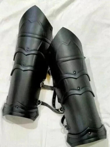Medieval leather leg guard armor for LARP and dwarf Halloween costume