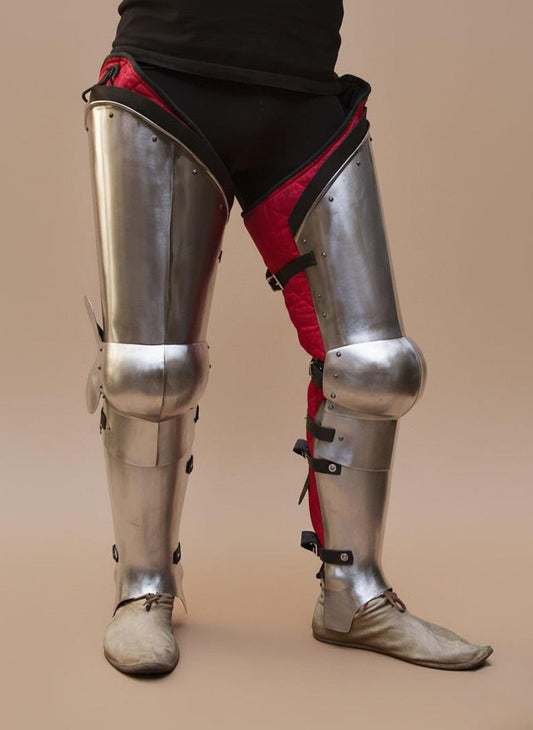 Medieval Polished Steel Knight Armor Pair Of Leg Armor Cosplay with polished steel finish