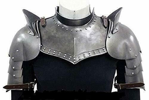 Front View of Medieval Pauldrons and Gorget Armor Set – Artisans Hub


