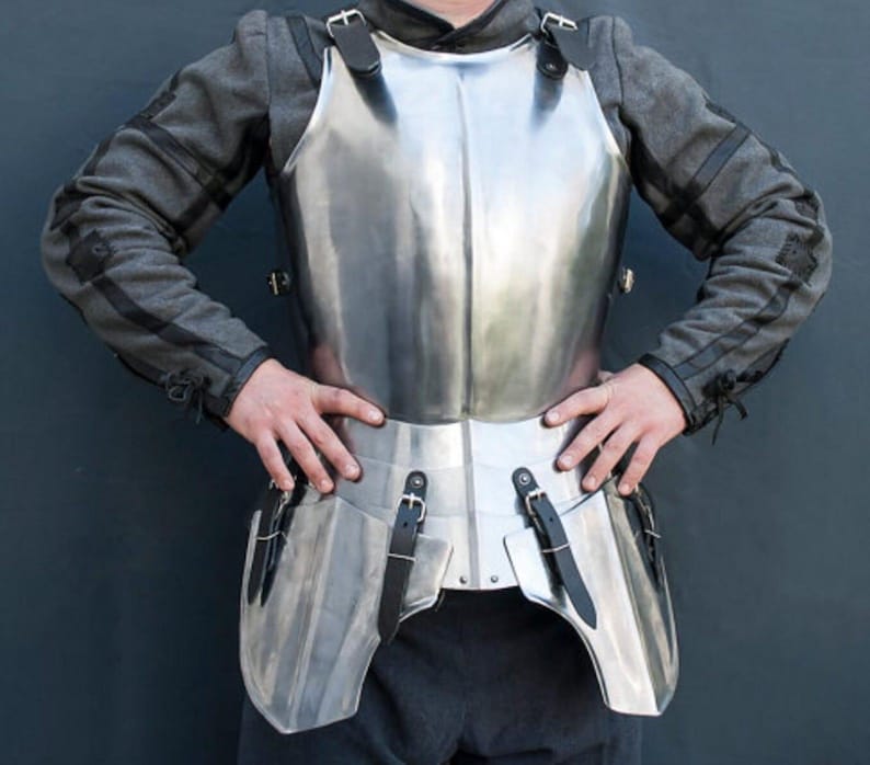 Front view of Medieval Steel Cuirass & Tassets Half Armor for LARP or cosplay