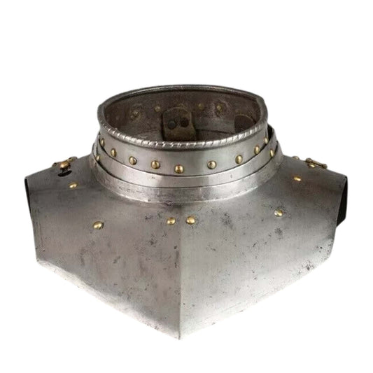 Front View of Medieval Steel Gorget Neck Guard – 18 Gauge Armor for LARP & Cosplay by Artisans Hub

