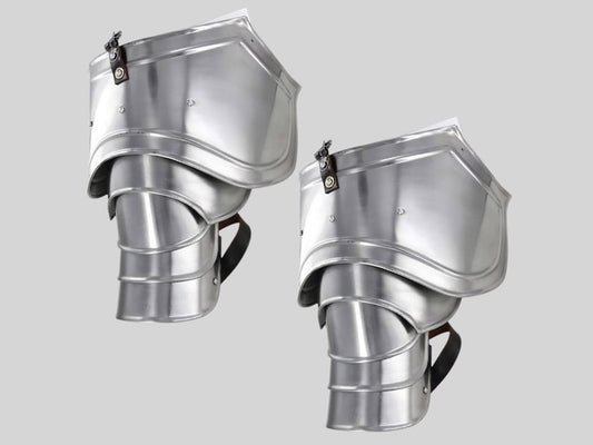 Medieval steel pauldrons set with LARP shoulder protection