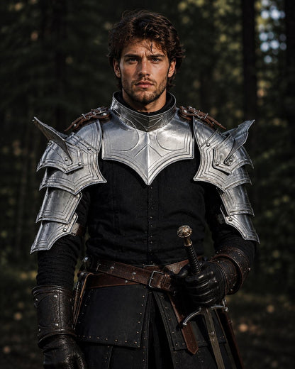 Medieval Steel Shoulder Armor Pauldrons with polished handcrafted steel finish
