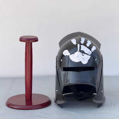  Front view of Medieval Uruk Hai LOTR Warrior Helmet in handcrafted steel