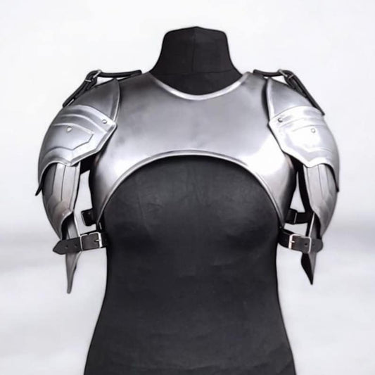 Medieval Valkyrie Armor for Women front view showcasing fantasy warrior costume design
