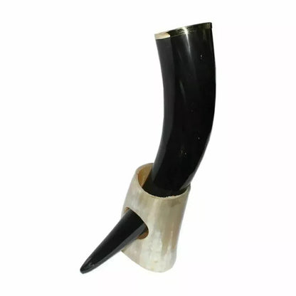 Medieval Viking drinking horn mug with natural horn finish
