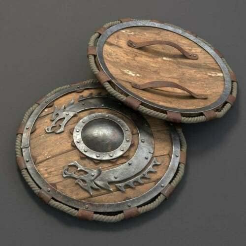 Backside of the 24-inch Viking shield showing the sturdy grip handle for carrying.
