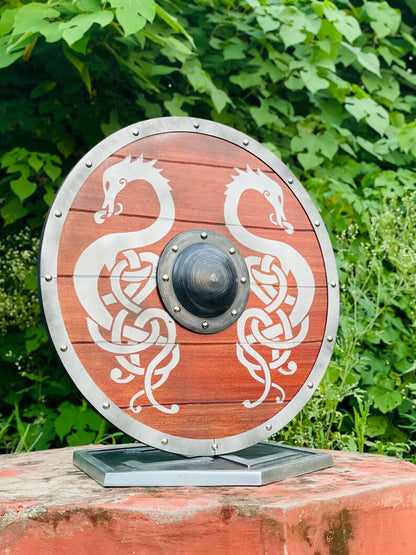 Authentic Medieval Viking Warrior Shield with aged battle finis