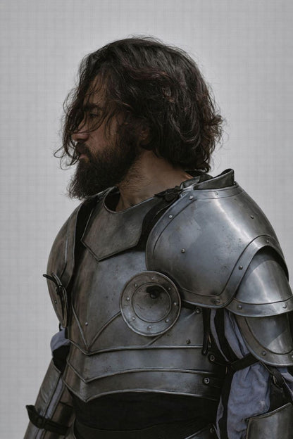 Medieval Warrior Armor back plate with adjustable leather straps, perfect for renaissance fairs and fantasy photoshoots