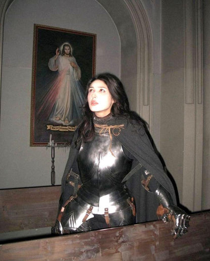 Back view of Medieval Armor for Women showing adjustable leather straps