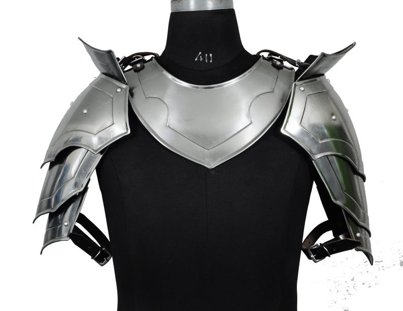 Men's Medieval Knight Pauldrons and Gorget Armor Set