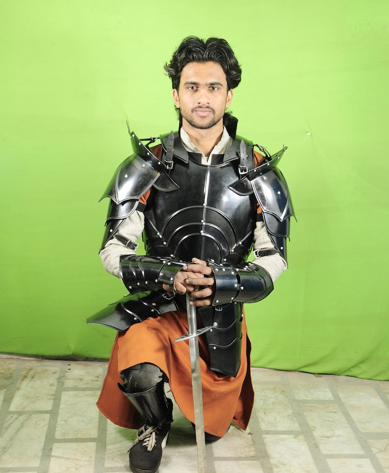 Order men's medieval steel armor cuirass set for cosplay, reenactment, and historical costume events