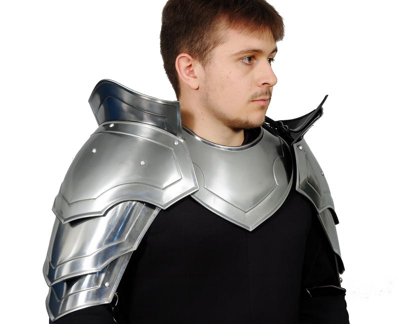 Men's Steel Knight Pauldrons Gorget Set for medieval armor