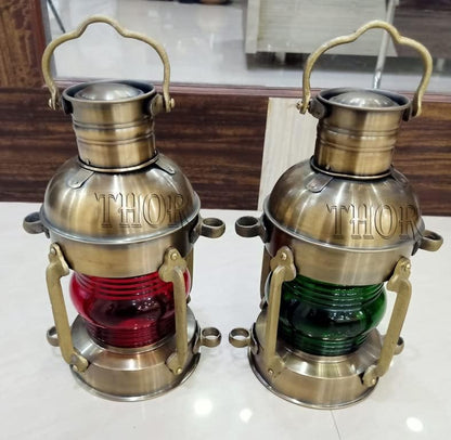 Nautical maritime ship lantern wall hanging light with antique brass finish