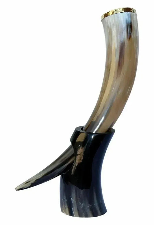 Ox Viking Drinking Horn with horn stand for beer and wine