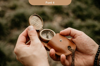 Personalized Brass Compass Gift for Him – Custom Engraved Keepsake