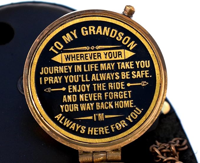 Personalized engraved compass for grandson - perfect for birthday or baptism

