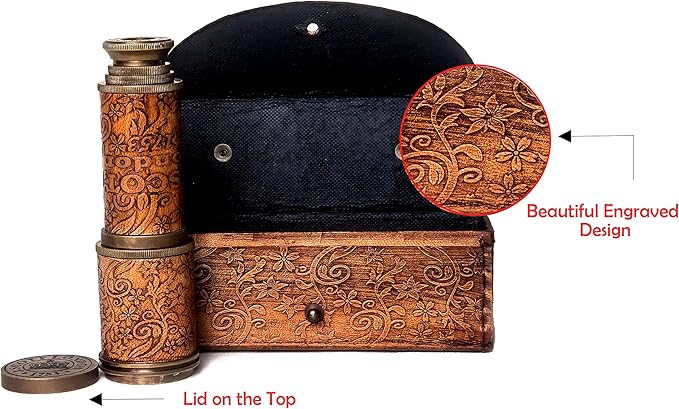 Handheld pirate telescope fully extended with bronze finish for explorers and collectors