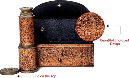 Handheld pirate telescope fully extended with bronze finish for explorers and collectors