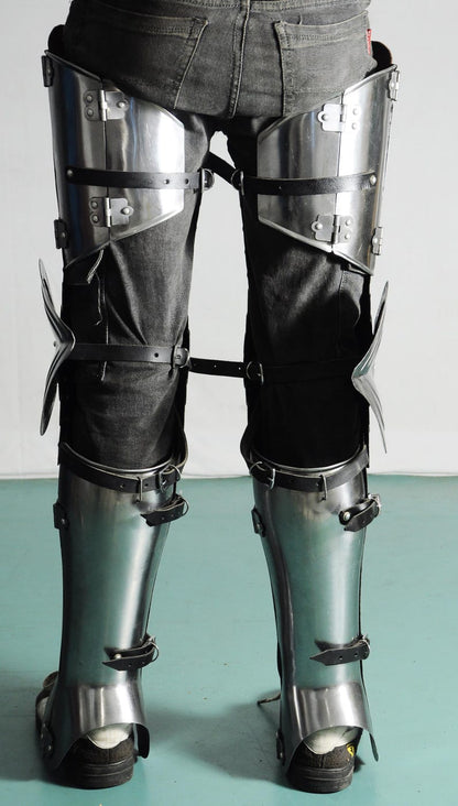 Handcrafted Polished Steel Medieval Full Leg Guard Armor – Perfect for LARP and Cosplay
