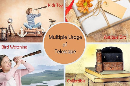 Portable monocular telescope showing zoom function and classic detailing