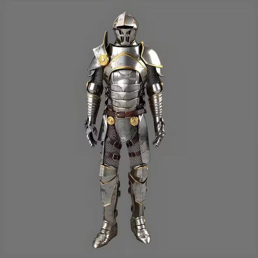 Front view of Premium Medieval Knight Full Body Armor Suit – Handmade Steel Plate Armor by Artisans Hub

