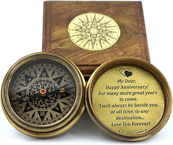 Engraved compass with black leather case, perfect for religious gifts like baptism, graduation, and confirmation

