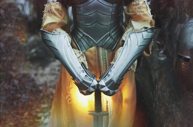 Complete Queen of the Lake LARP armor set on full cosplay display