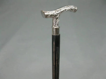 Removable brass ring between handle and wooden walking stick vintage brass derby cane
