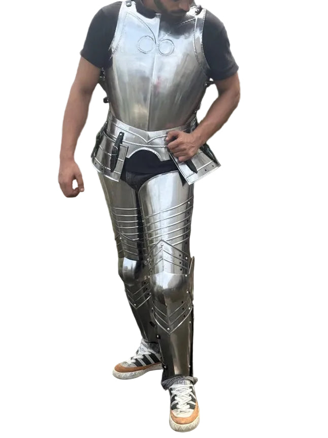 Gothic German plate armor set ideal for Renaissance fairs and historical reenactments