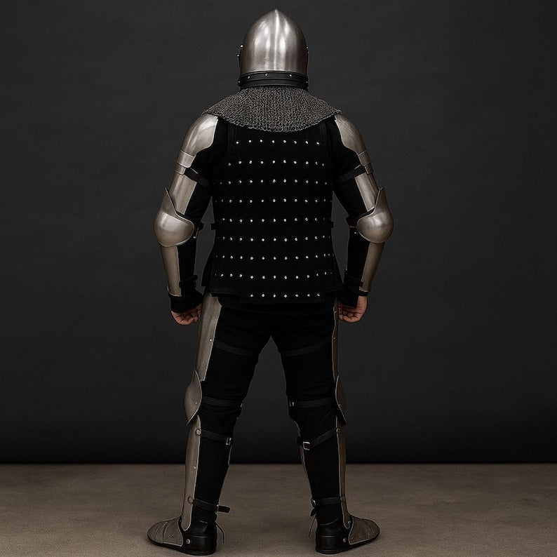 Medieval steel armor costume for Renaissance fair cosplay reenactment and stage performance