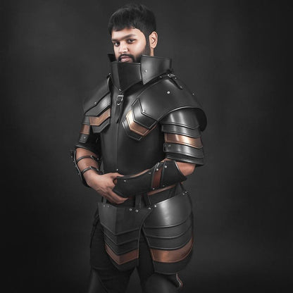 Medieval Templar Knight Armor Set with gorget and greaves worn for Renaissance Faire events