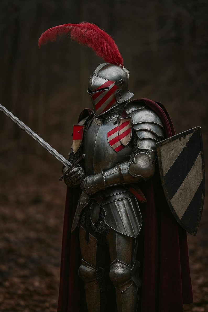Royal Crusader Knight Full Armor Set – Leg Guards and Sabatons for Cosplay and Halloween Costumes