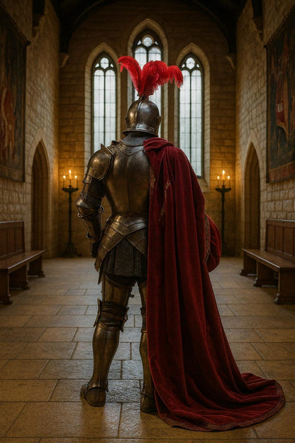 Royal Crusader Knight Full Armor Set – Detailed Pauldrons and Gauntlets for LARP and Reenactments