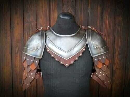 Medieval Knight Shoulder Armor – Pair of Pauldrons with Gorget for SCA LARP Costume | Artisans Hub