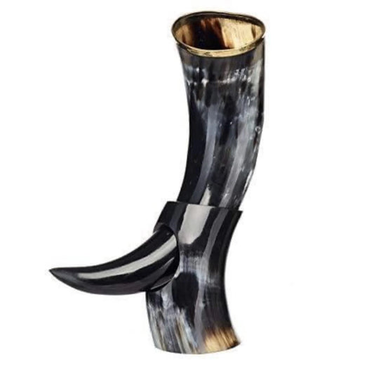 Corno da bere vichingo medievale con supporto – Boccale da birra – Design autentico africano