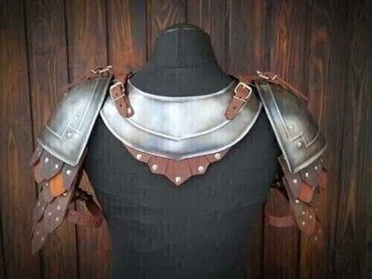 Schulterpanzer für mittelalterliche Ritter – Paar Schulterstücke mit Ringkragen für SCA LARP-Kostüm | Artisans Hub