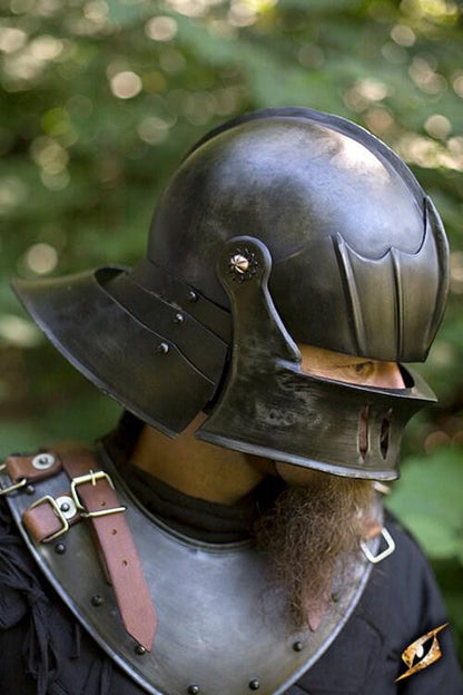 Sallet helmet with adjustable leather straps – adult size armor