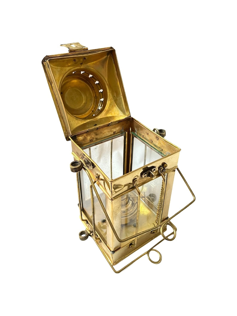 Ship lantern home decor with polished brass finish and clear glass lens