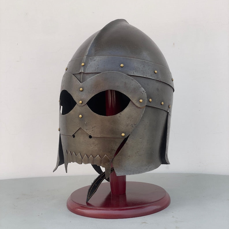 Side profile of Skull Viking Sutton Hoo Helmet for Halloween costume and cosplay