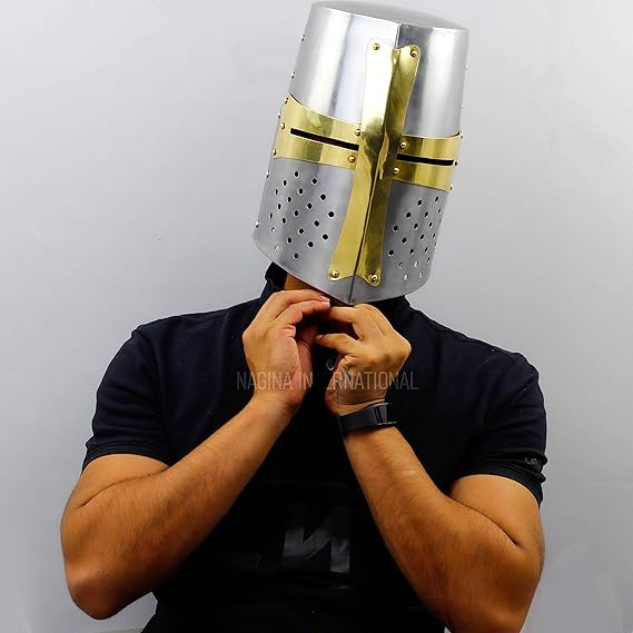 Spartan-style Crusader Knight helmet for LARP, Halloween, and theatrical cosplay