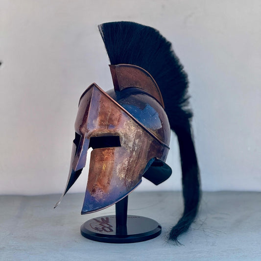 Front view of Spartan Helmet King Leonidas 300 Movie Authentic Replica – handcrafted steel knight helmet