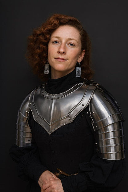 Steel Armor Pauldron Gorget Set for medieval costume, LARP, and cosplay
