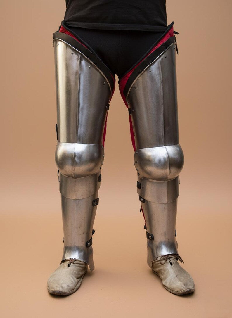 Steel leg armor for LARP medieval knight cosplay costume