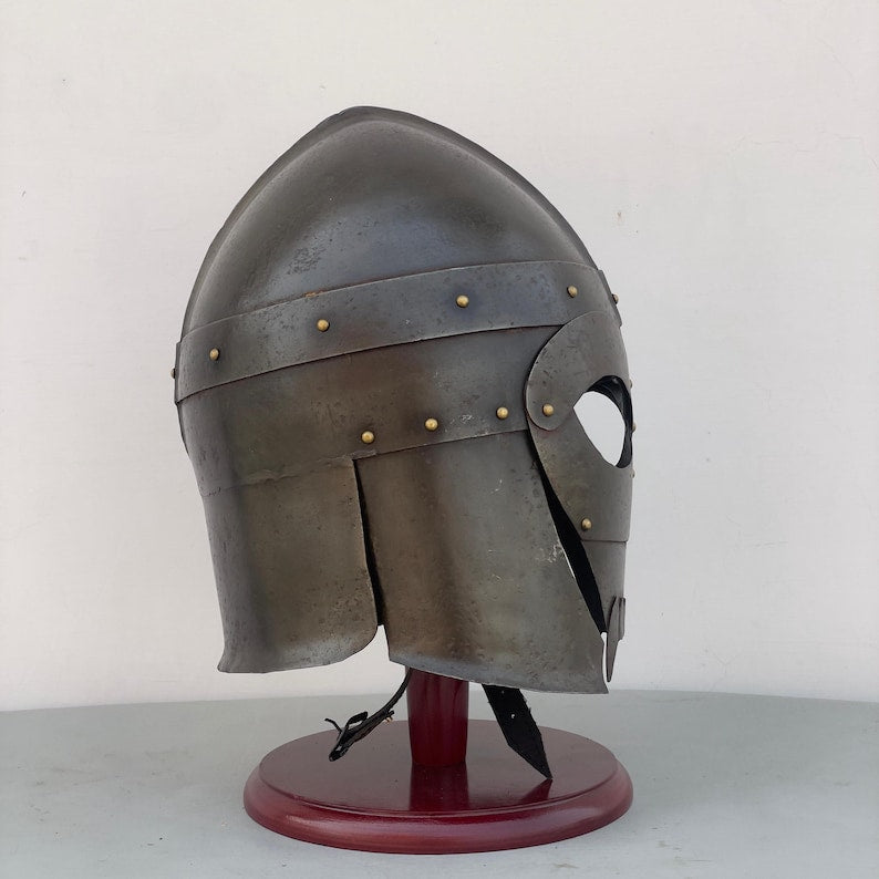 Rear view of Sutton Hoo Viking helmet inspired Dark Knight Fantasy Helmet