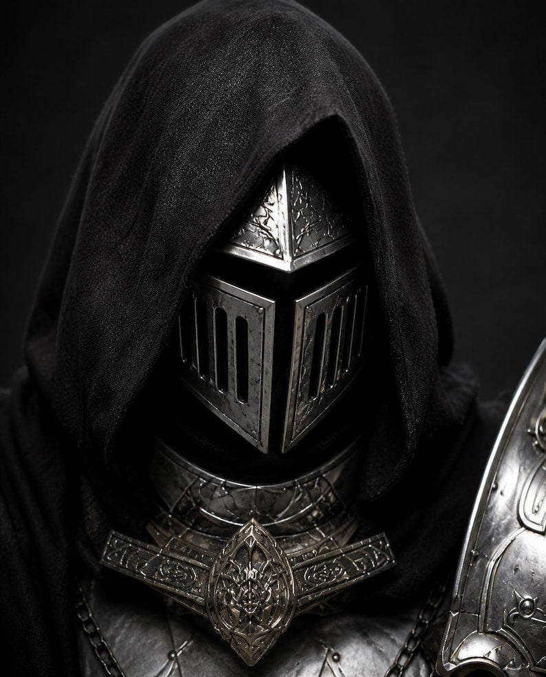 Templar Knight Armor front view showing Gothic Crusader costume steel craftsmanship
